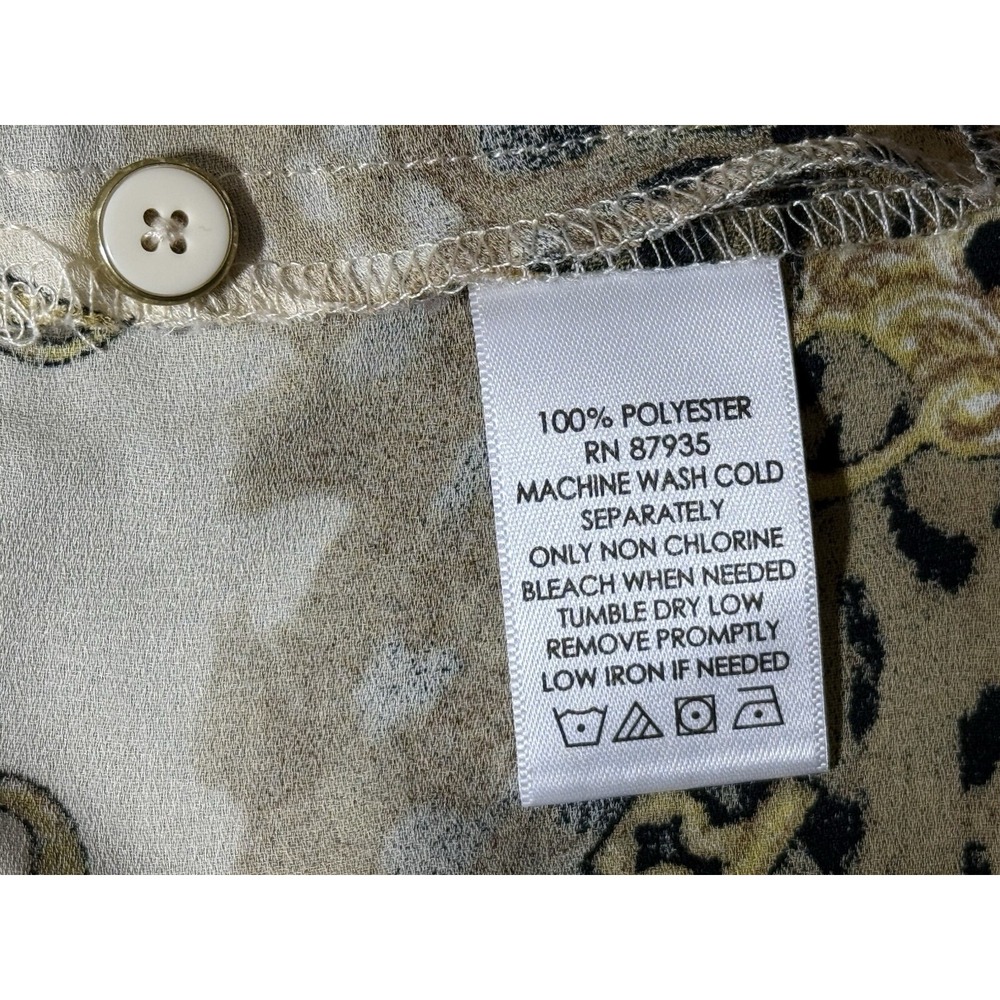 Susan Graver Blouse Lock Key Leopard Animal Print Button Long Sleeve Shirt‎ Sz 6 - Picture 9 of 11